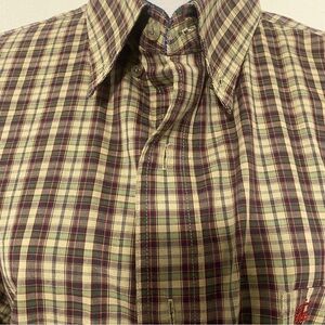 Wrangler PBR Men's Size XXL Plaid Long Sleeve Button Down Shirt Rodeo